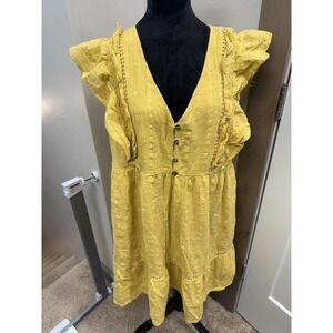 Knox Rose Sleeveless A-Line Eyelet Dress Womens Sahara Gold Peasant Lined XXL